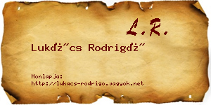 Lukács Rodrigó névjegykártya